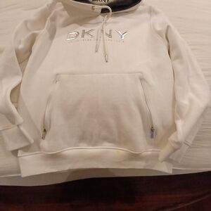 DKNY White Hoodie with Silver Logo